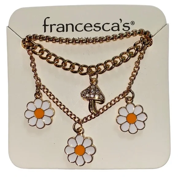 NEW 3 boho hippie anklets/mushroom/flowers - Picture 1 of 4